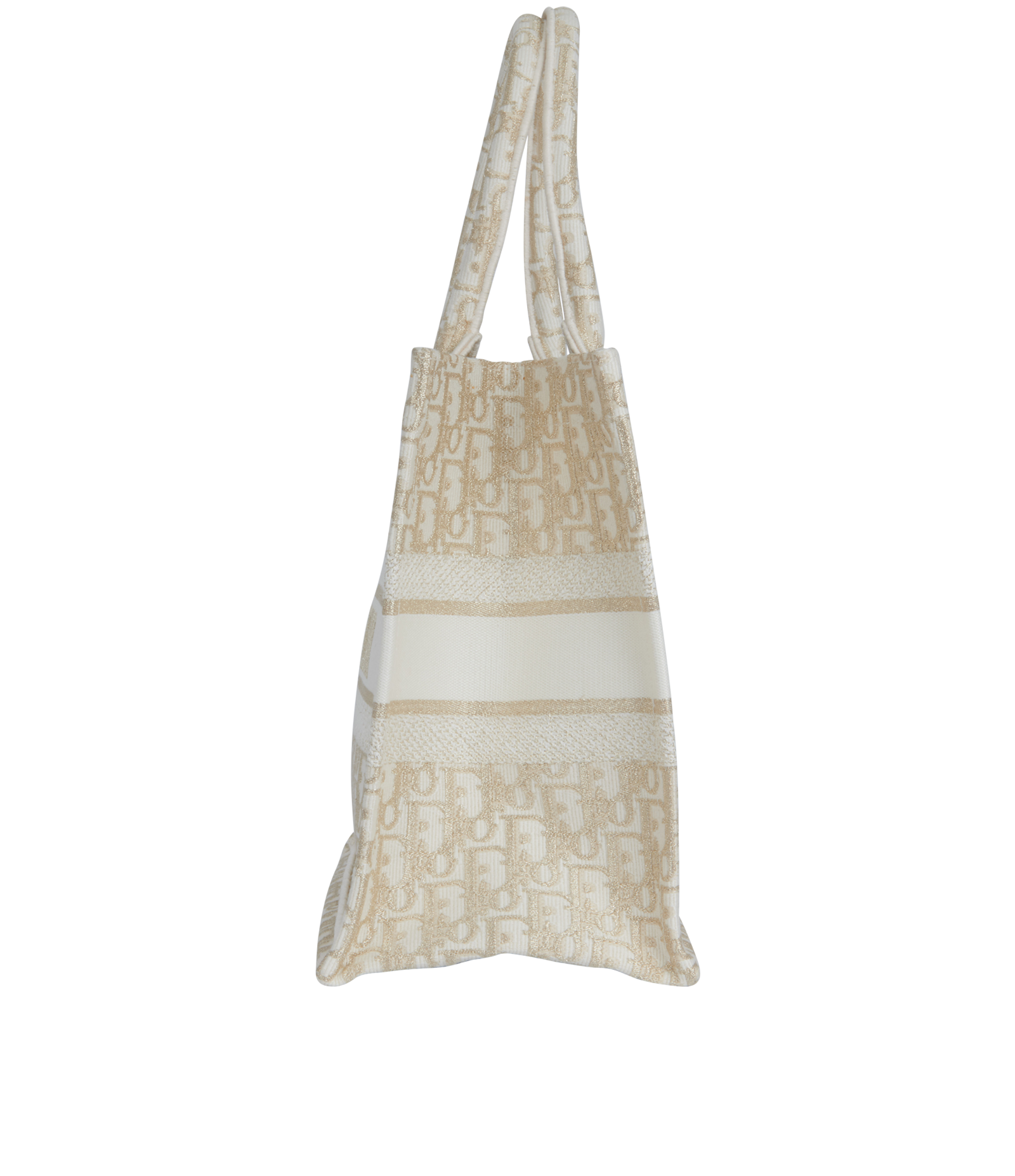 Medium Book Tote, &pound;1,900, Handbags, Beige/Gold, Canvas, Bottom view